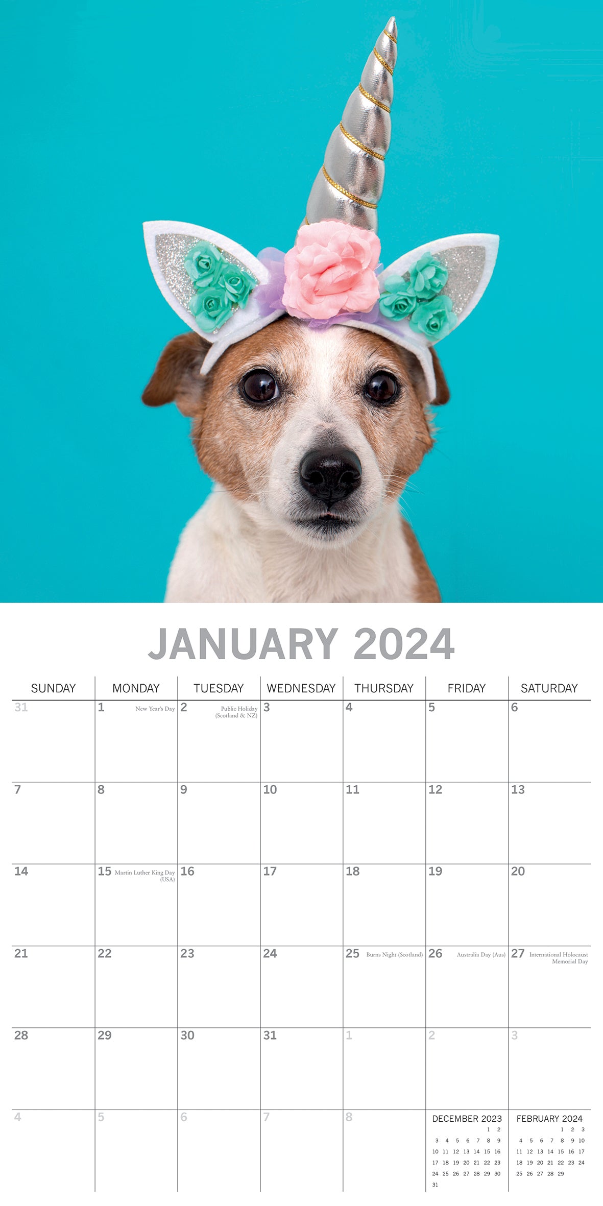 Dogs as Animals 2024 Square Wall Calendar Pets Animals 16 Months Premium Planner