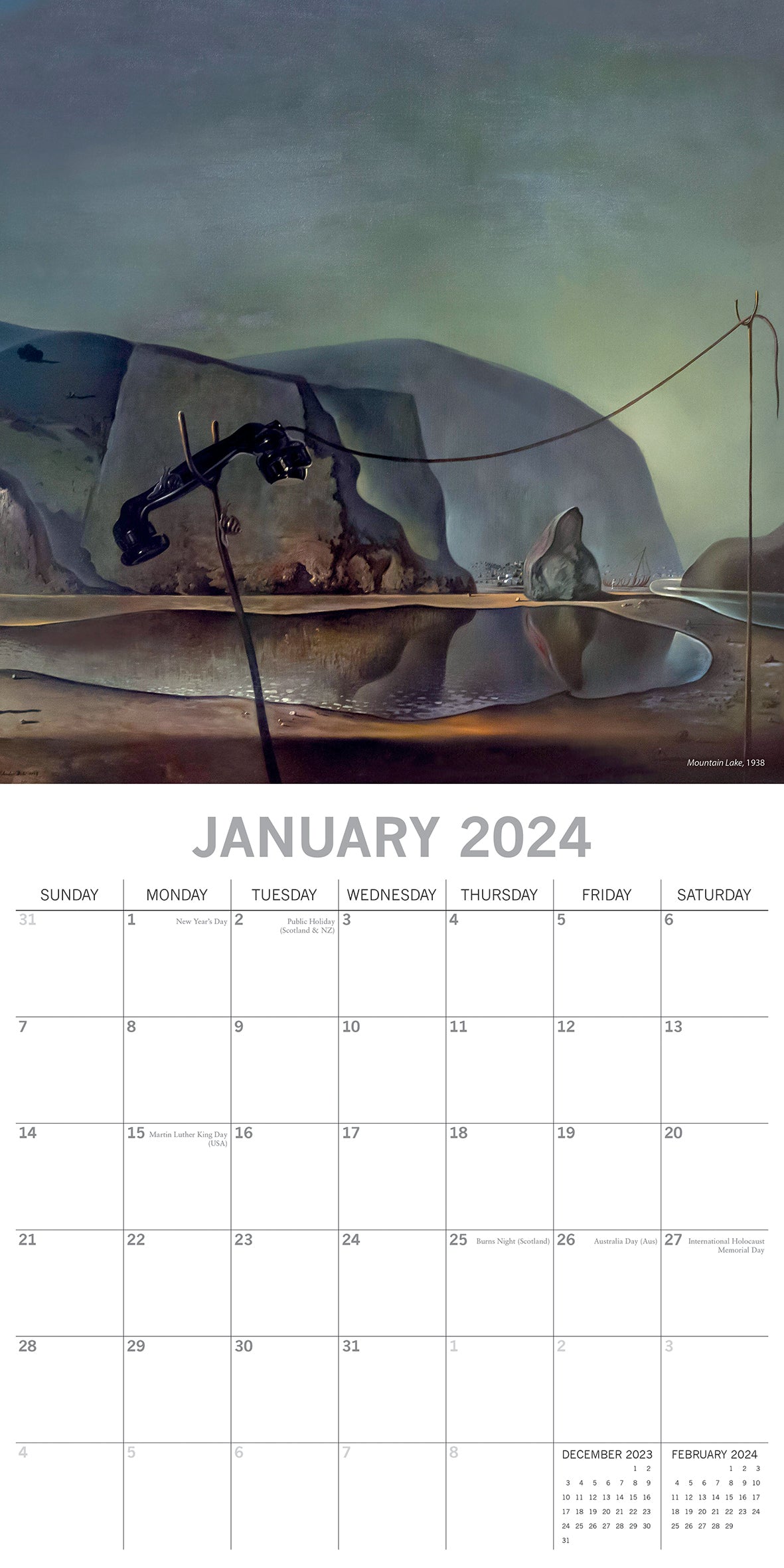 Dali - 2024 Square Wall Calendar 16 Months Arts Planner Christmas New Year Gift