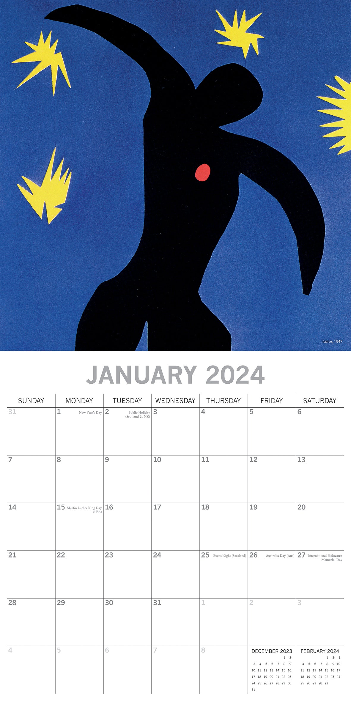 Matisse 2024 Square Wall Calendar 16 Months Arts Planner Christmas New Year Gift