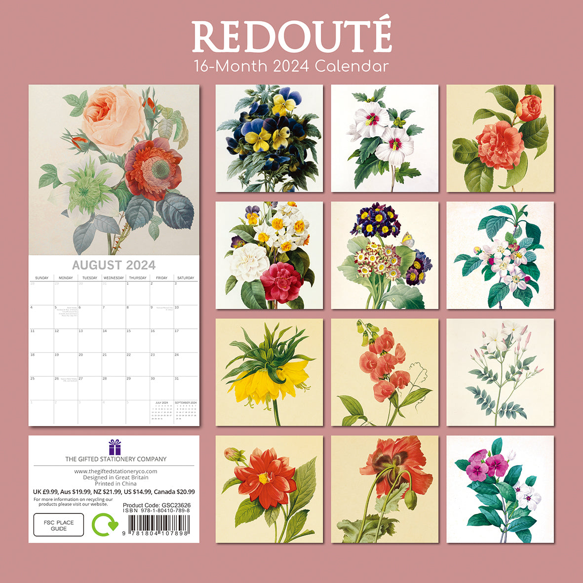 Redout? 2024 Square Wall Calendar 16 Months Arts Planner Christmas New Year Gift