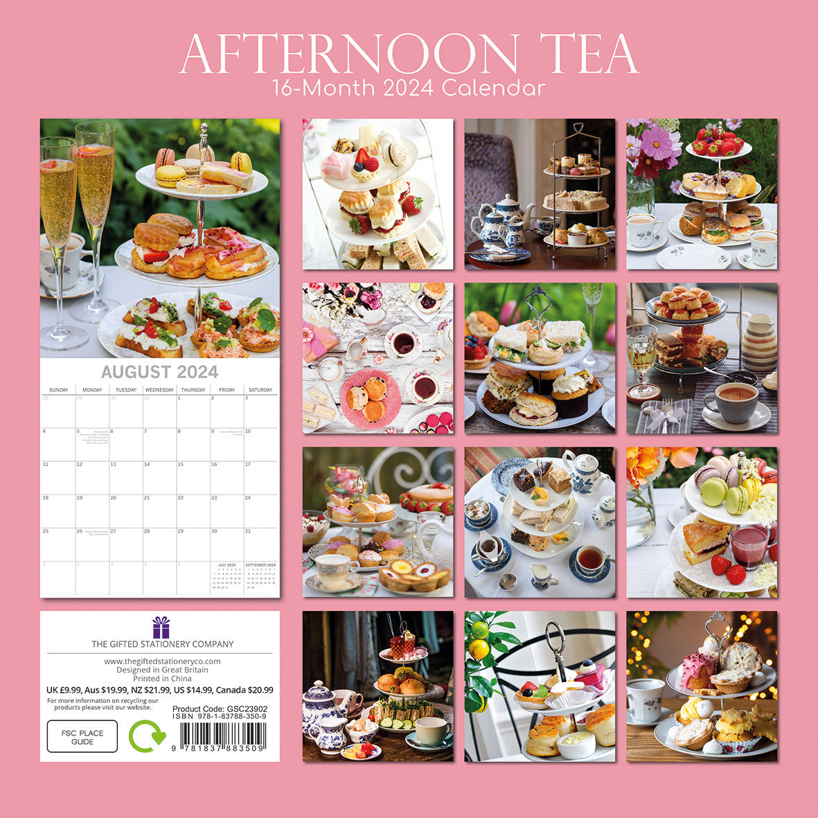 Afternoon Tea - 2024 Square Wall Calendar 16 Month Food Planner New Year Gift