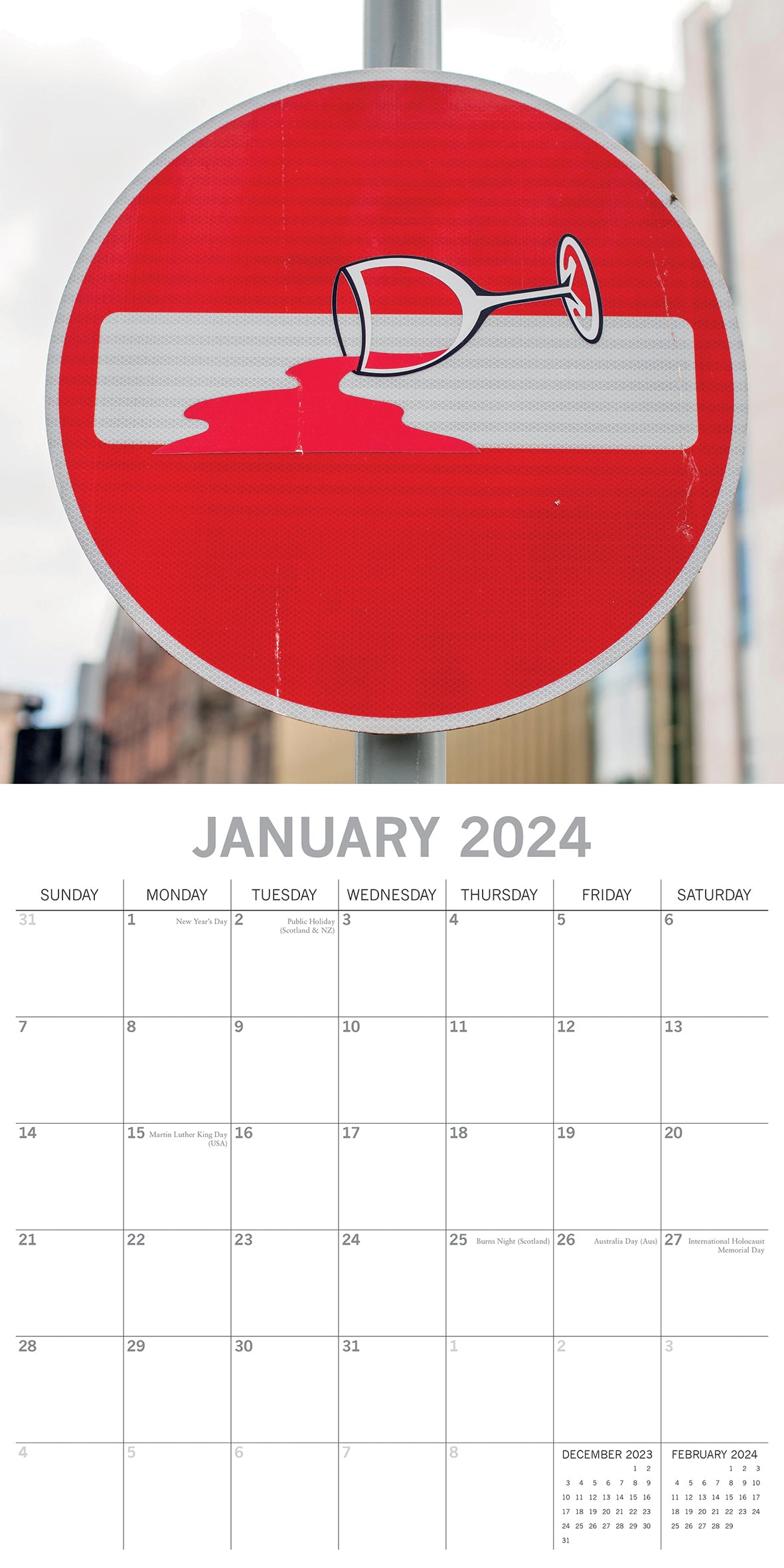 Danger Hilarious Road Signs Ahead - 2024 Square Wall Calendar 16 Months Planner