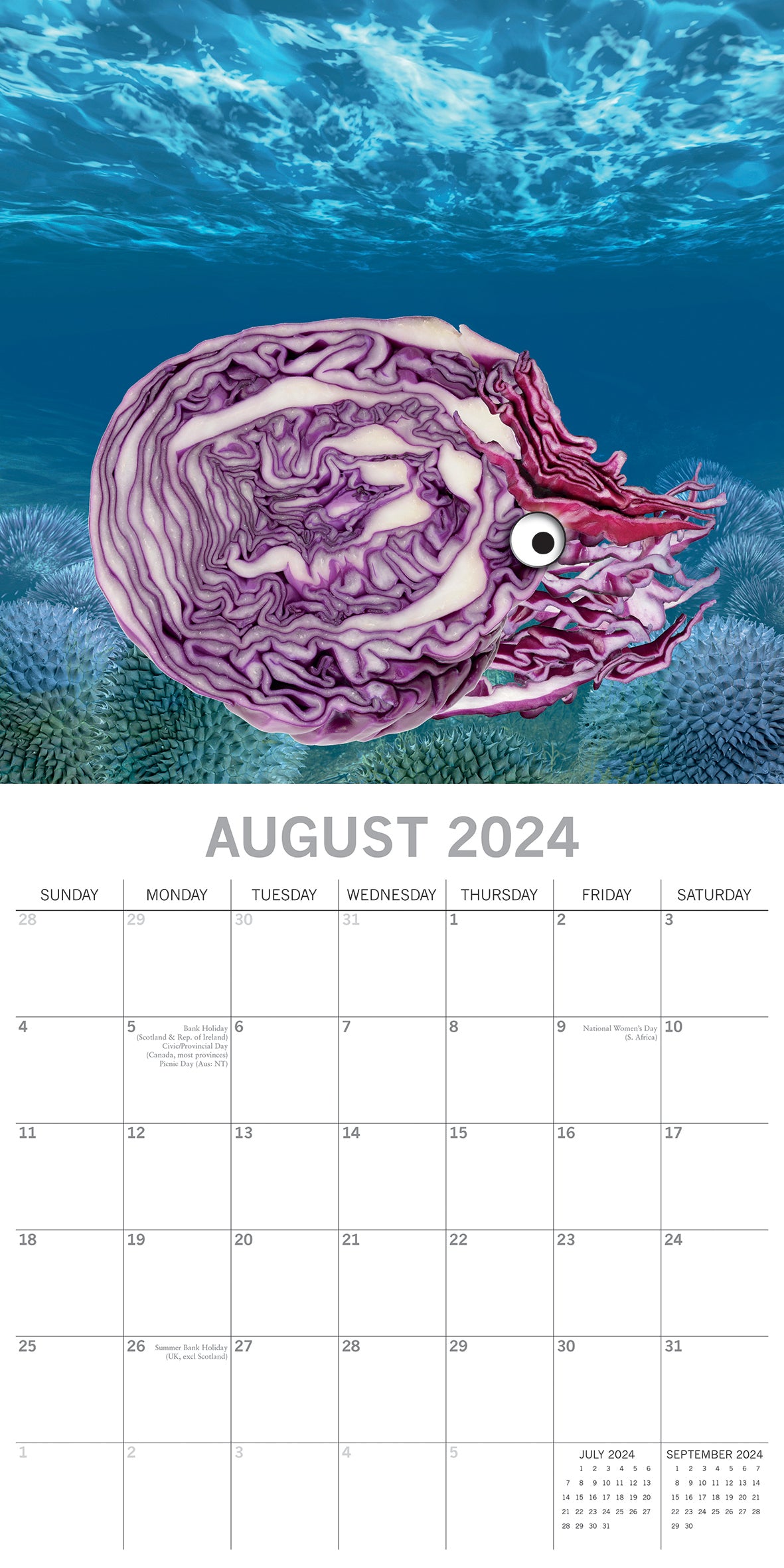 Sea Food - 2024 Square Wall Calendar 16 Months Planner Christmas New Year Gift