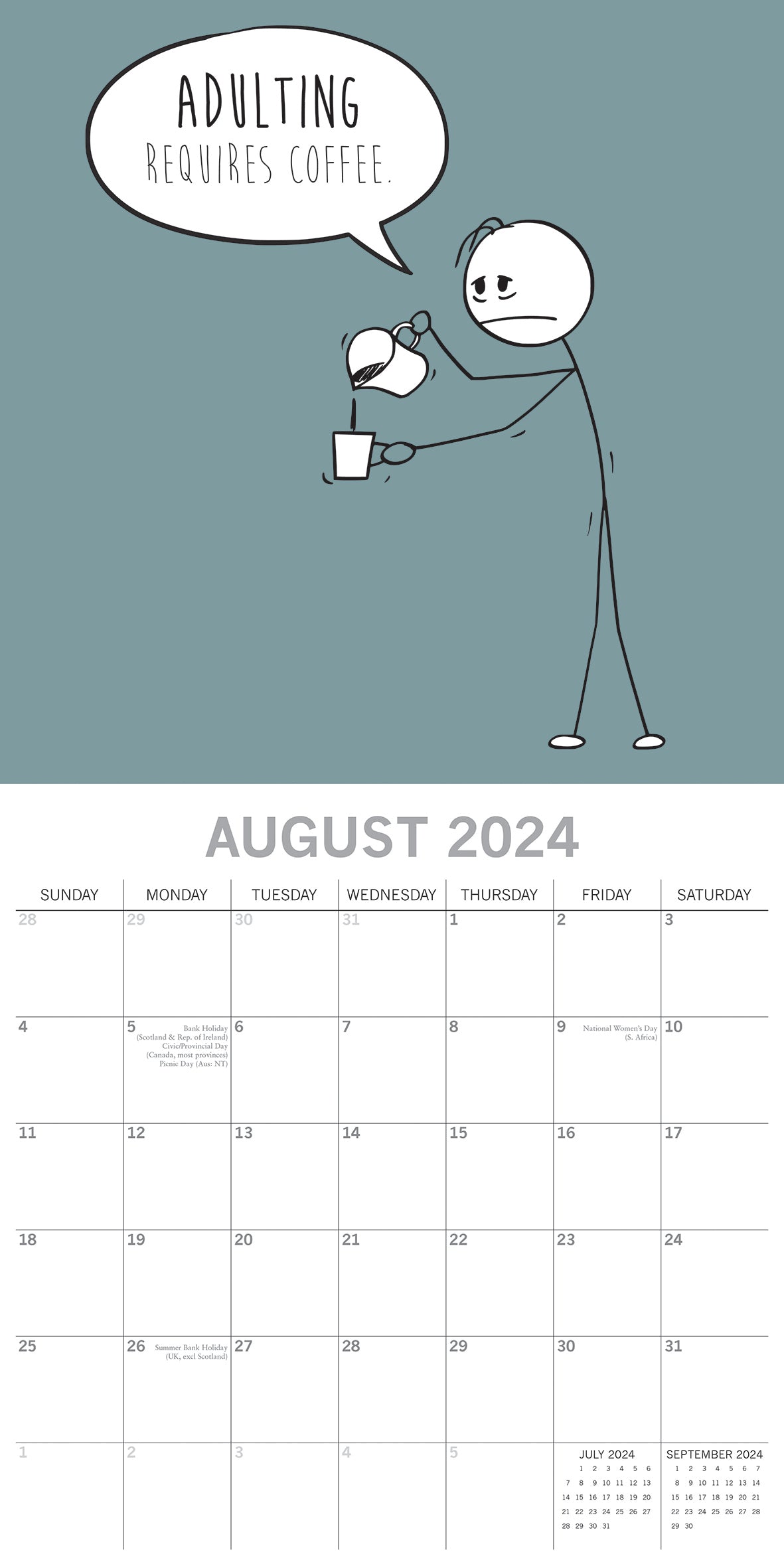 The Scary Reality of Adulting - 2024 Square Wall Calendar 16 Months Planner Gift