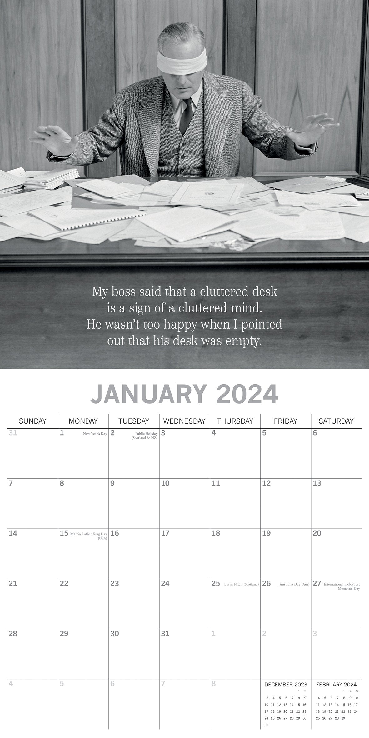 Witty One Liners - 2024 Square Wall Calendar 16 Months Fun Planner New Year Gift