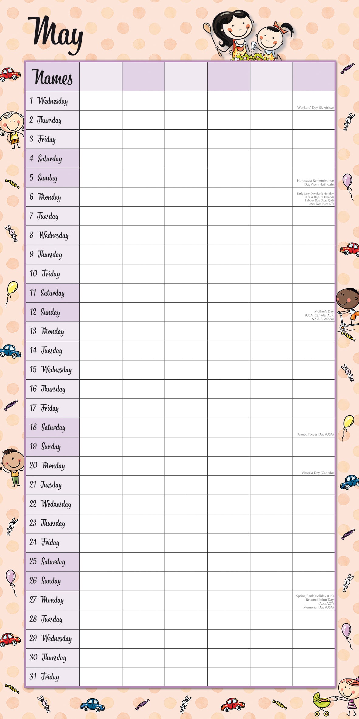 Mum's Busy Day 2024 Square Wall Calendar 16 Months School Planner New Year Gift