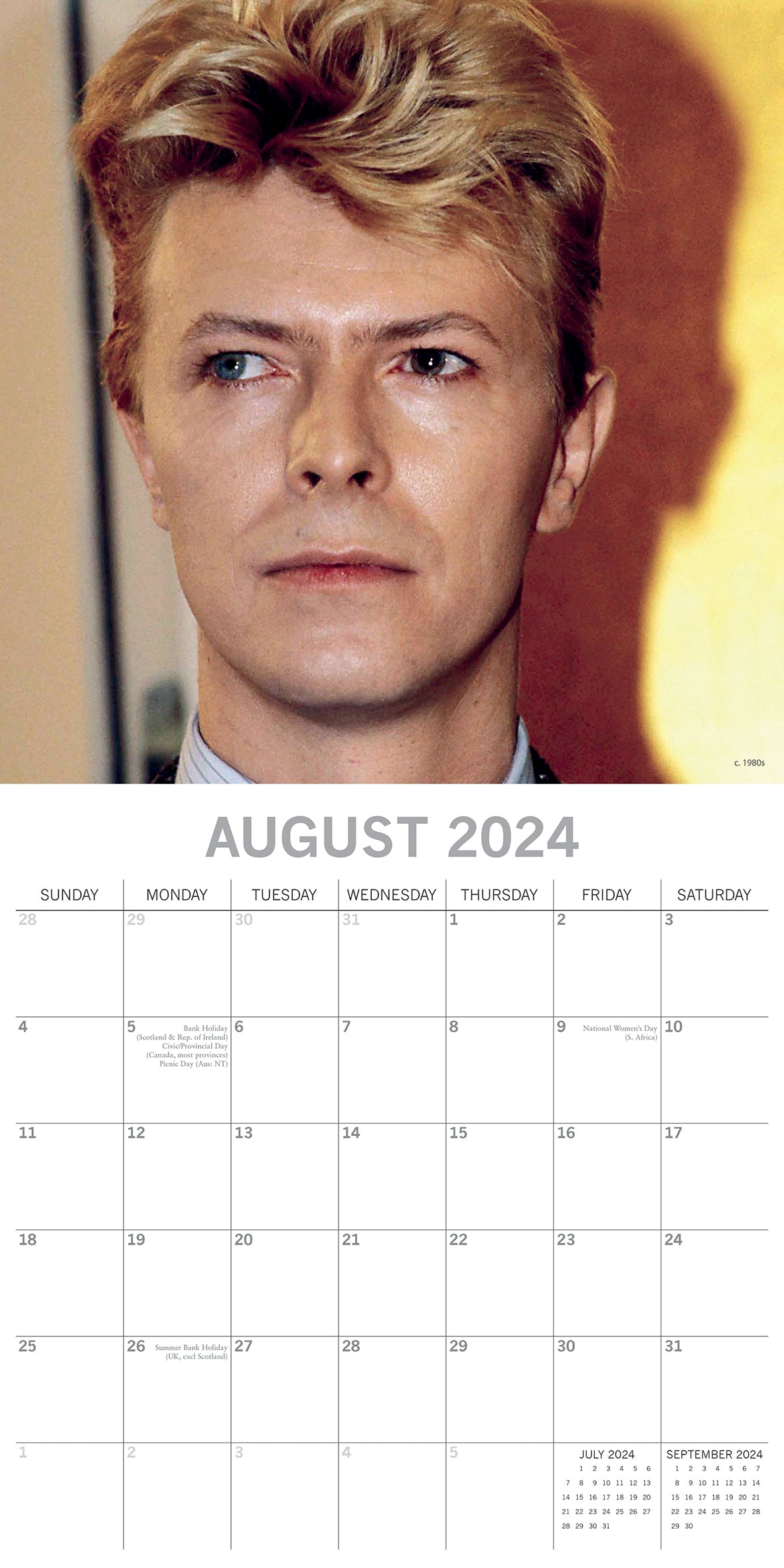 David Bowie - 2024 Square Wall Calendar 16 Month Planner Christmas New Year Gift
