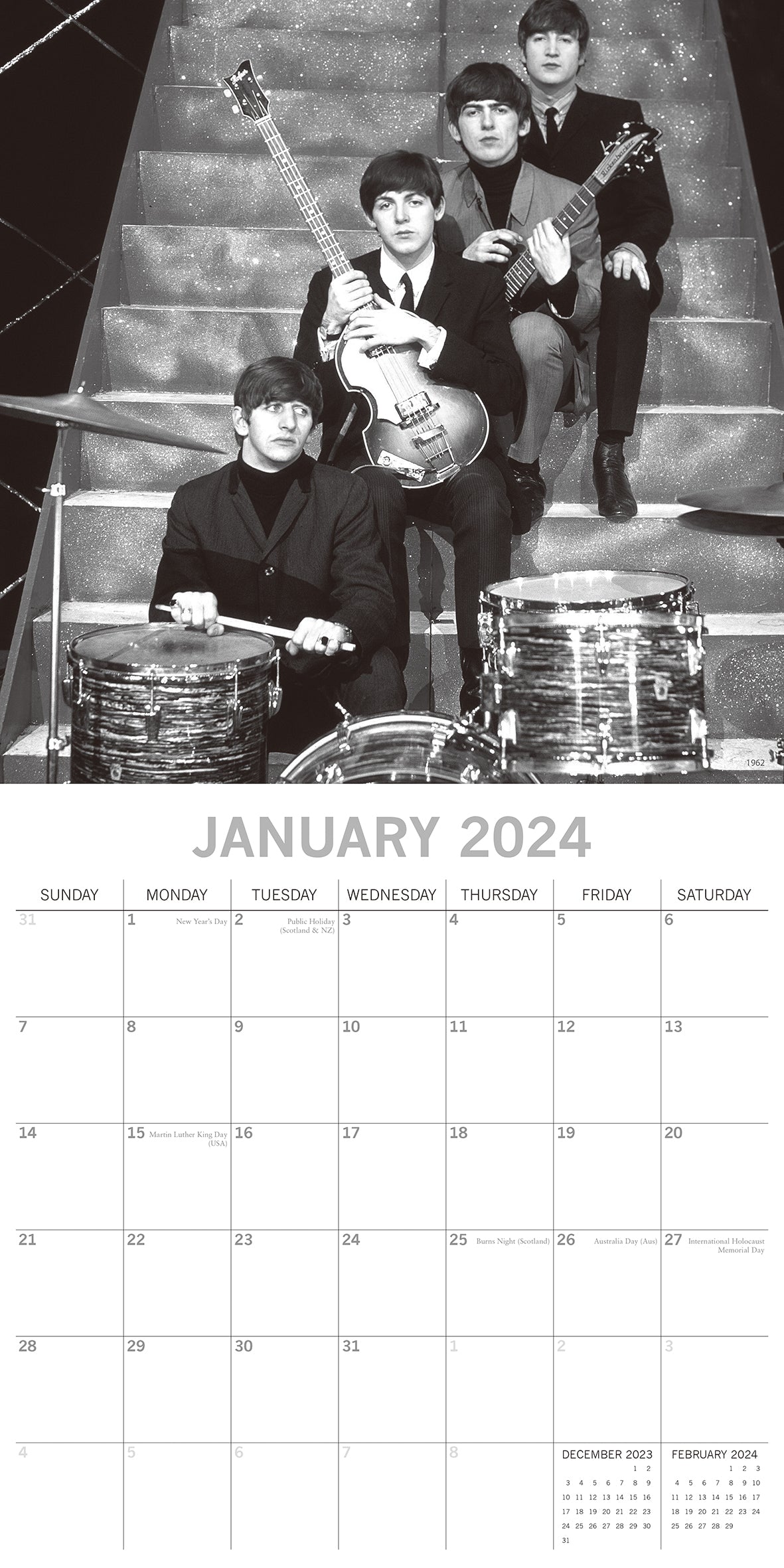 The Beatles - 2024 Square Wall Calendar 16 Month Planner Christmas New Year Gift