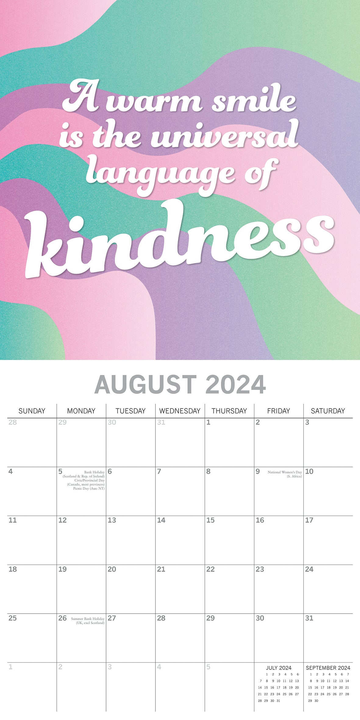 Be Kind - 2024 Square Wall Calendar 16 Months Lifestyle Planner New Year Gift