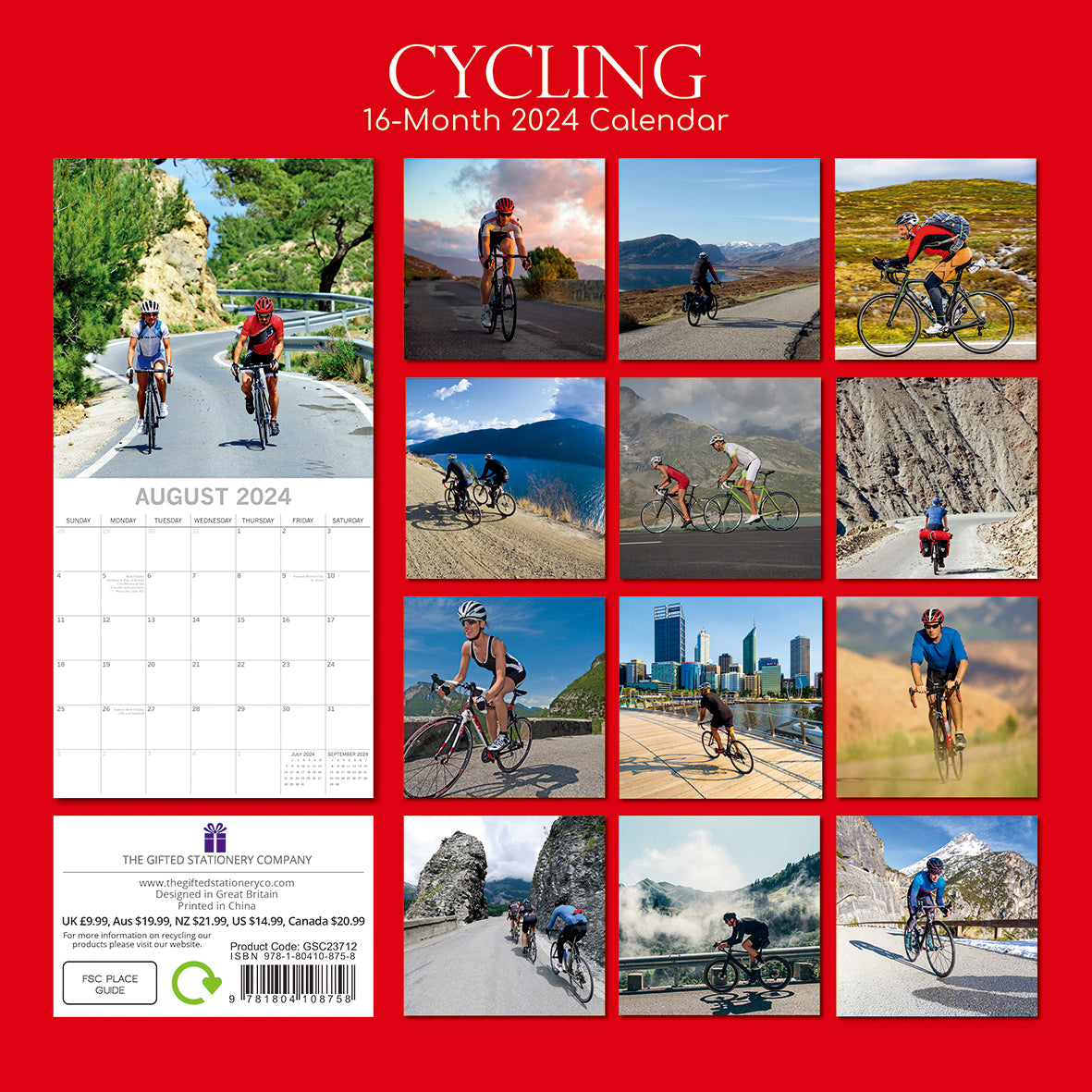 Cycling - 2024 Square Wall Calendar 16 Months Lifestyle Planner New Year Gift
