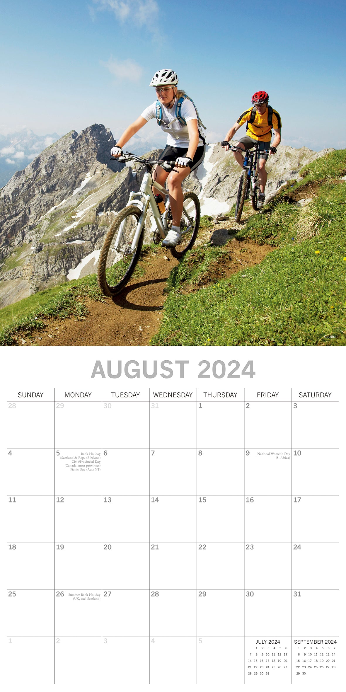 Mountain Biking - 2024 Square Wall Calendar 16 Months Lifestyle Planner New Year