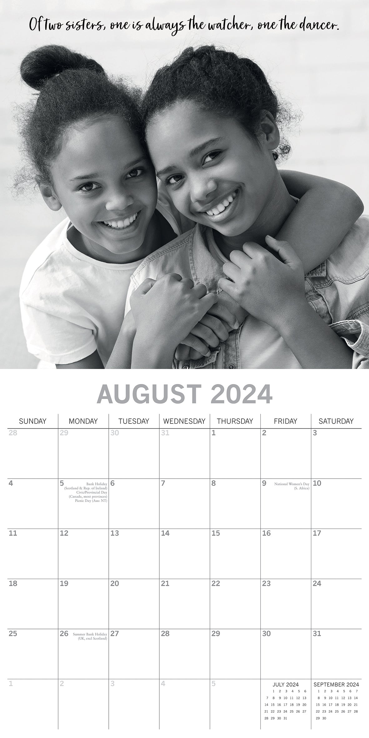 Sisters - 2024 Square Wall Calendar 16 Months Lifestyle Planner New Year Gift