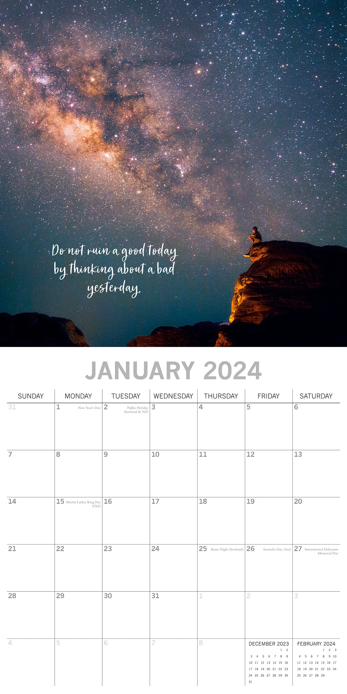 Carpe Diem - 2024 Square Wall Calendar 16 Months Planner Christmas New Year Gift