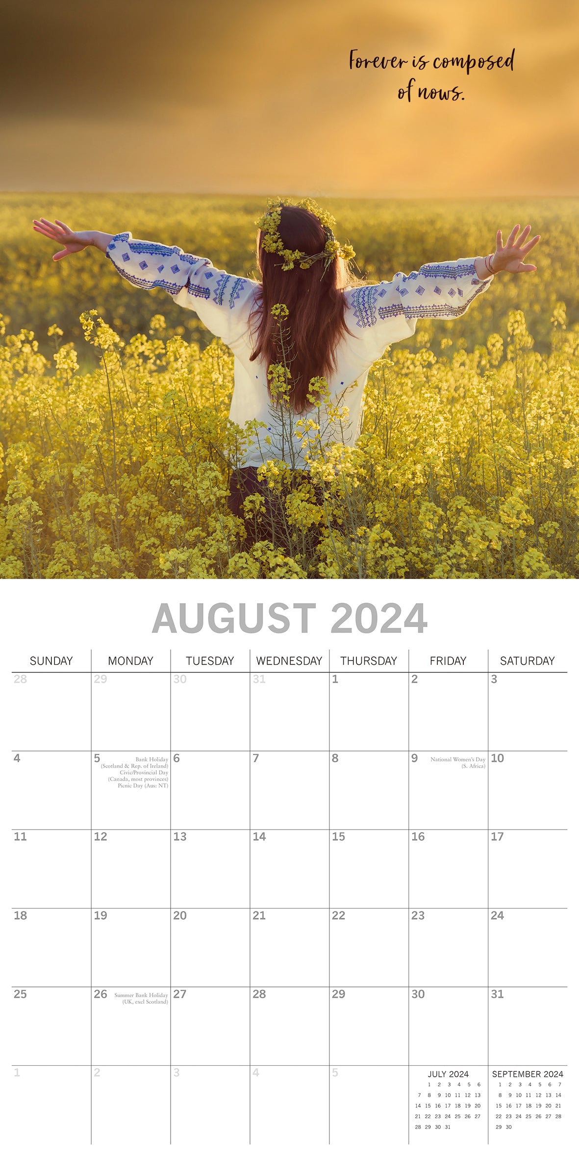 Carpe Diem - 2024 Square Wall Calendar 16 Months Planner Christmas New Year Gift