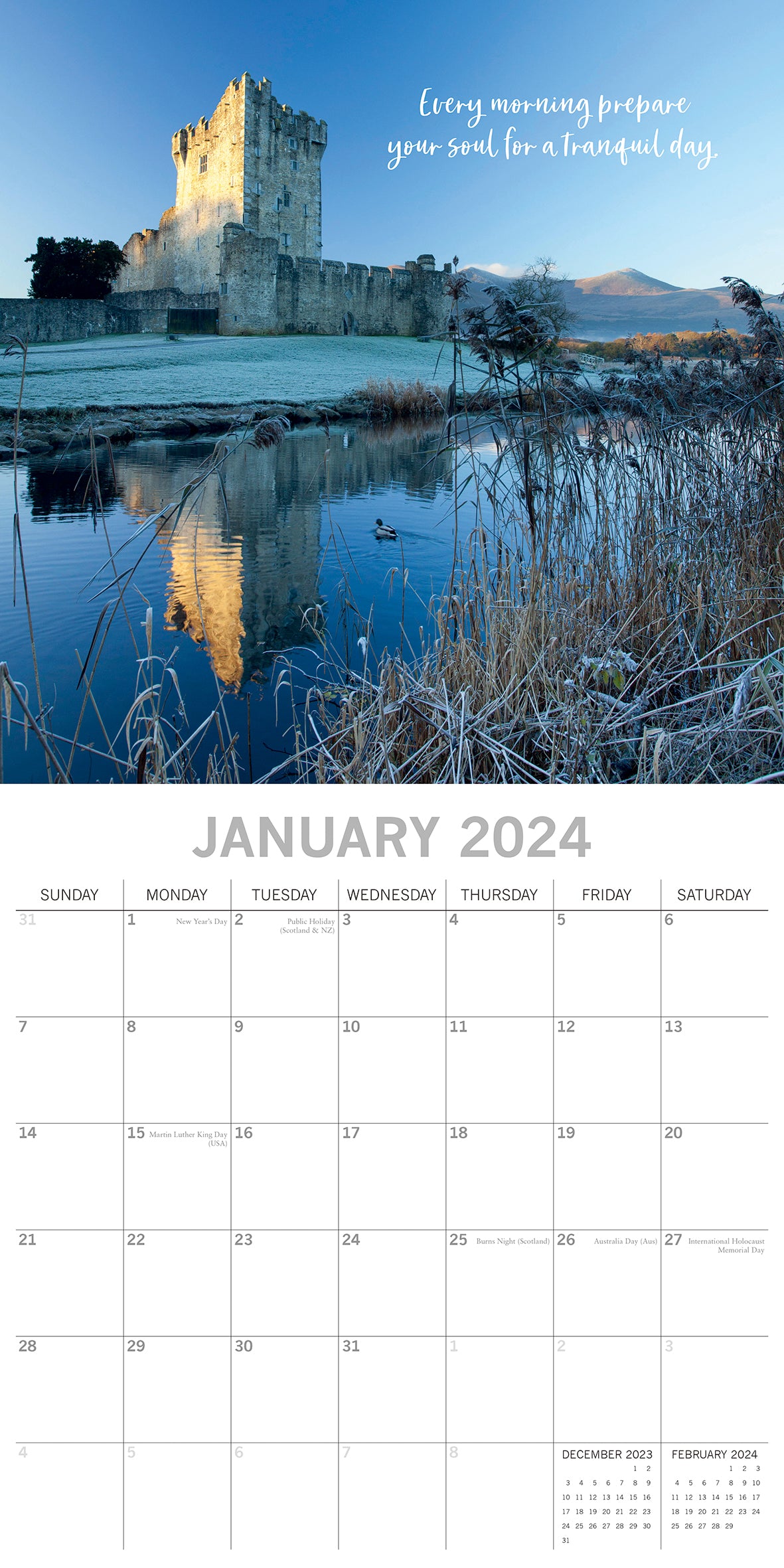 Tranquility - 2024 Square Wall Calendar 16 Month Planner Christmas New Year Gift
