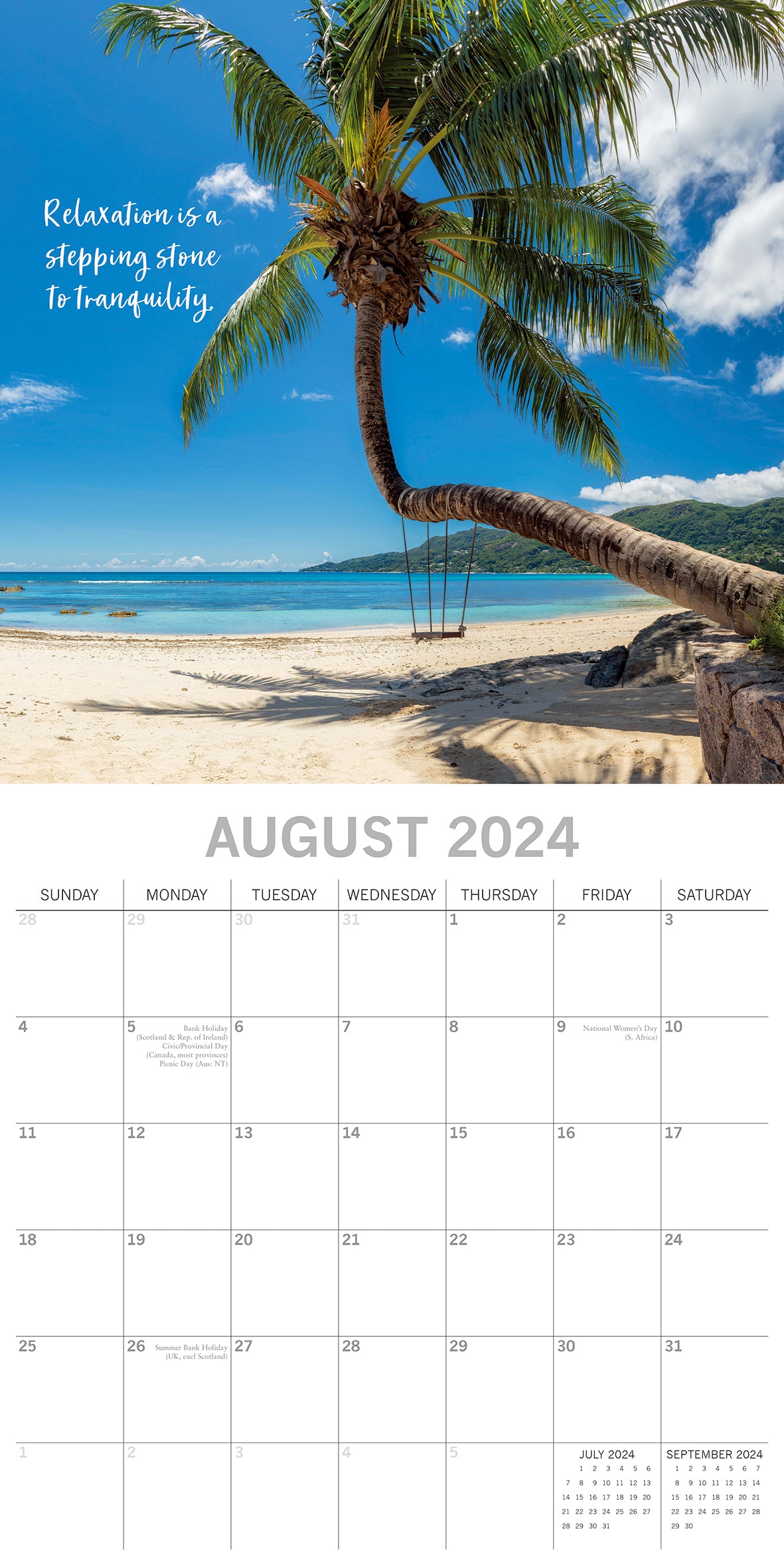Tranquility - 2024 Square Wall Calendar 16 Month Planner Christmas New Year Gift