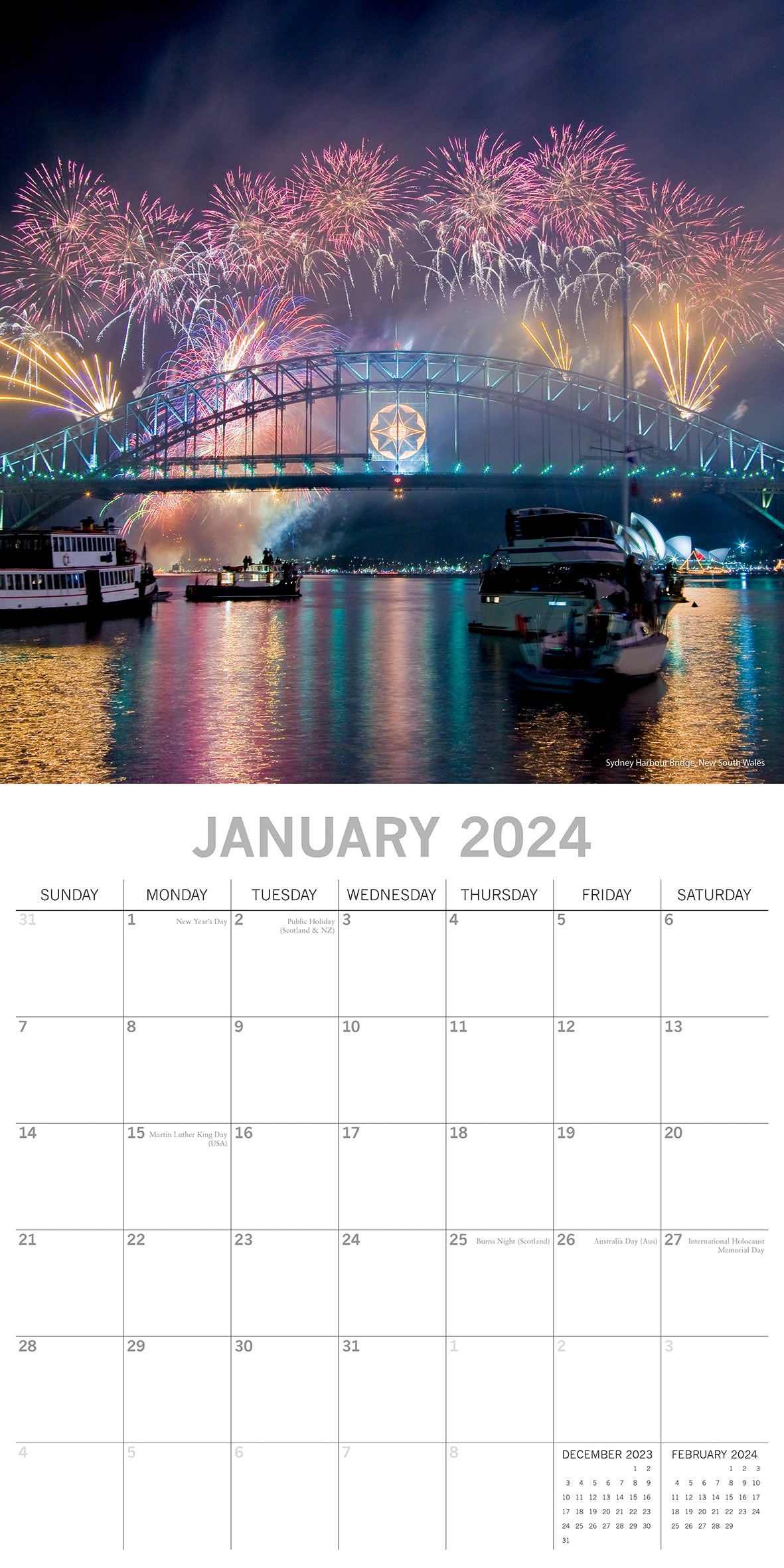 Landmarks of Australia 2024 Square Wall Calendar 16 Months Planner New Year Gift