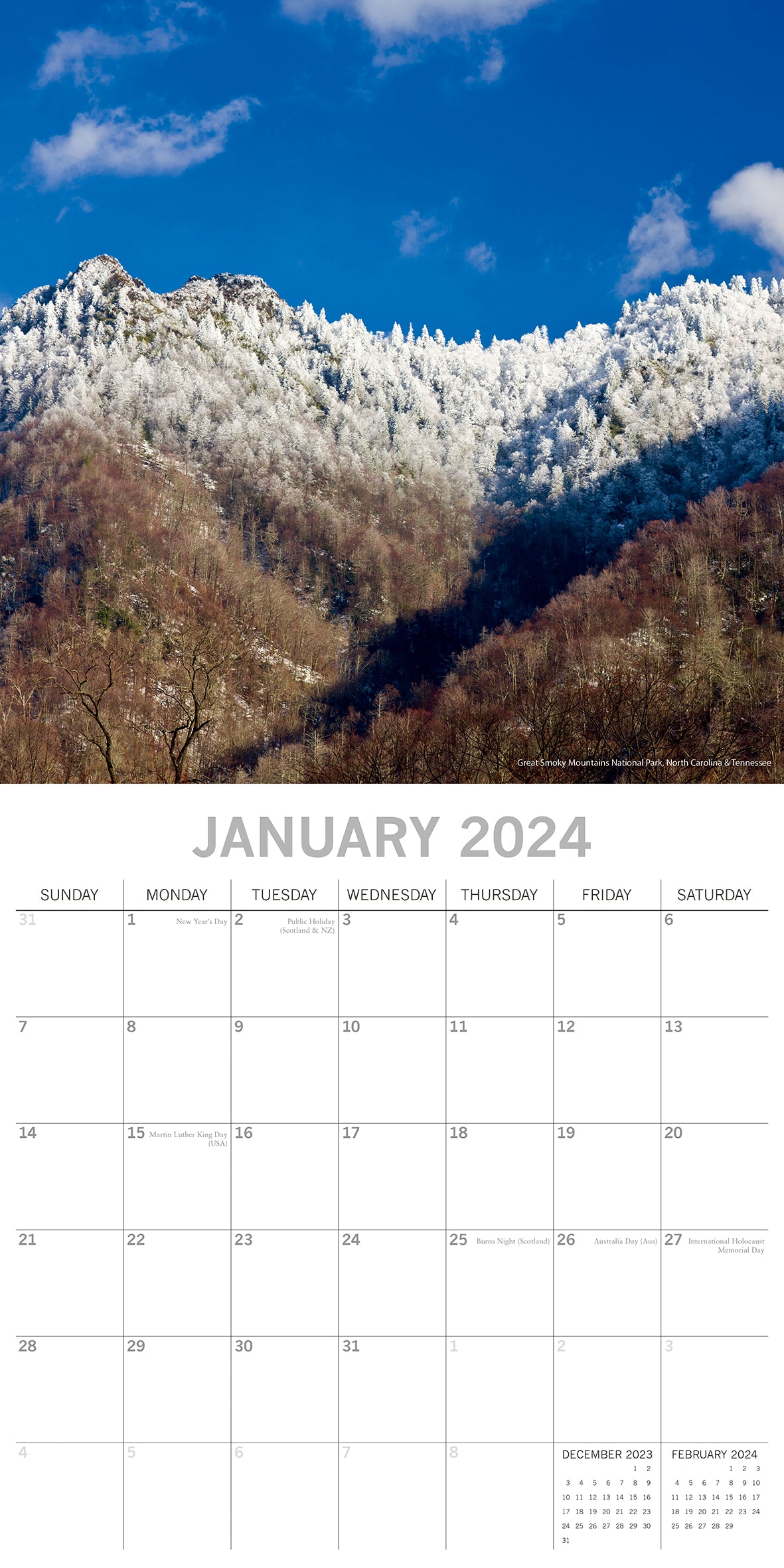 National Parks USA 2024 Square Wall Calendar 16 Months Premium Planner New Year