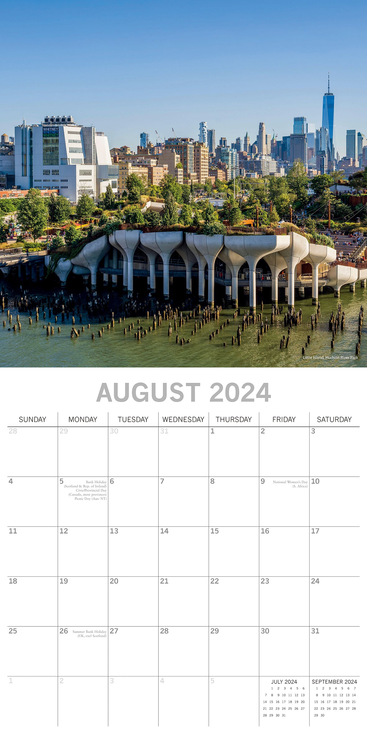 New York - 2024 Square Wall Calendar 16 Month Premium Planner Xmas New Year Gift