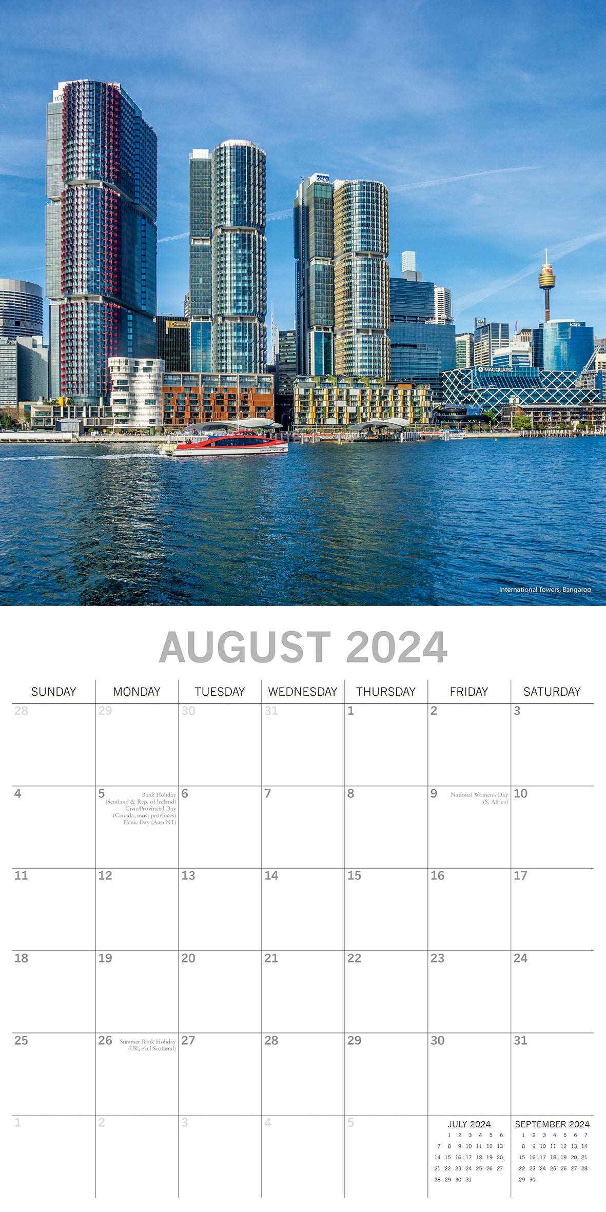 Sydney 2024 Square Wall Calendar 16Month Premium Planner Christmas New Year Gift