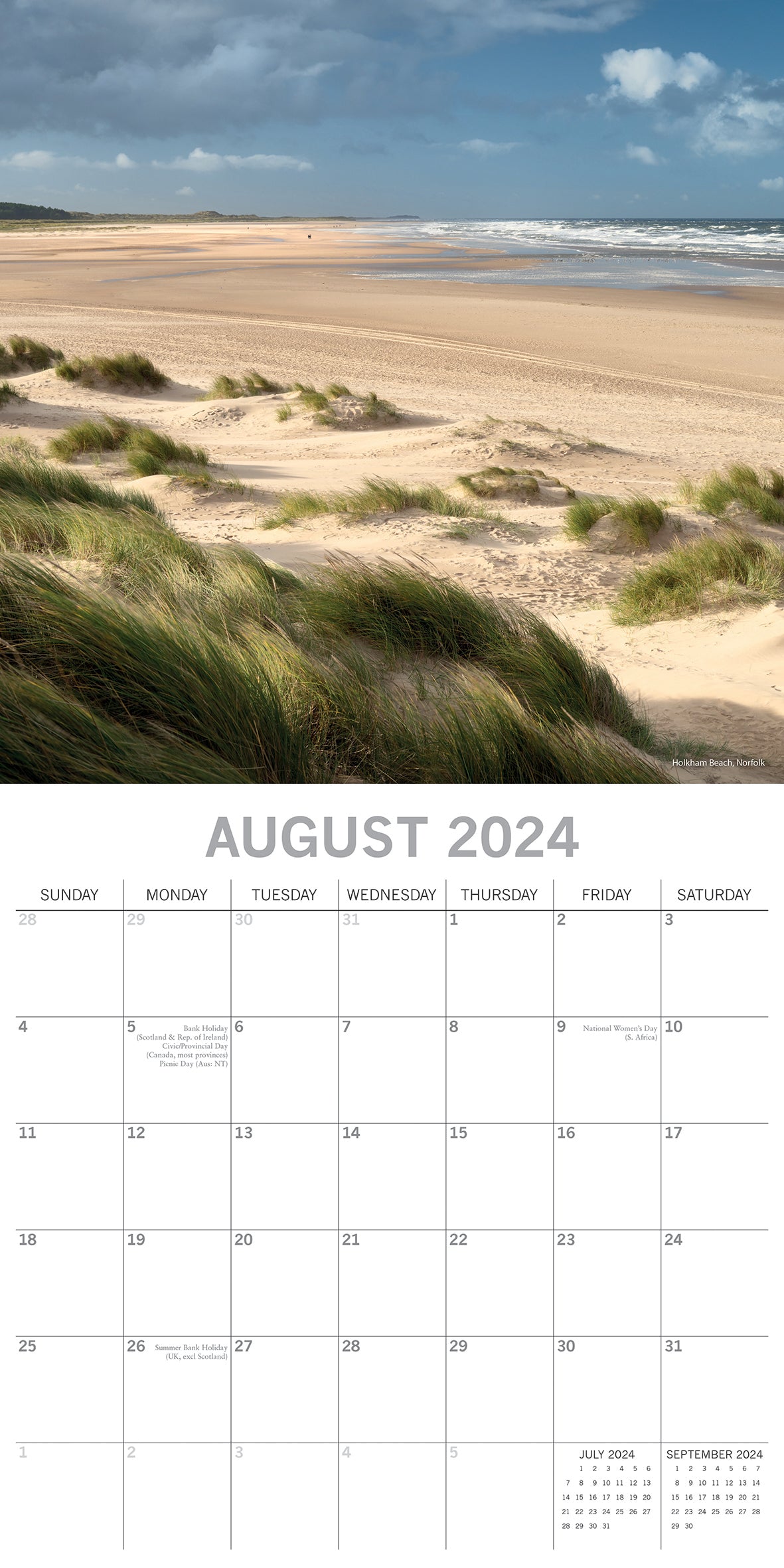 Coastlines of Britain - 2024 Square Wall Calendar 16 Months Premium Planner Gift