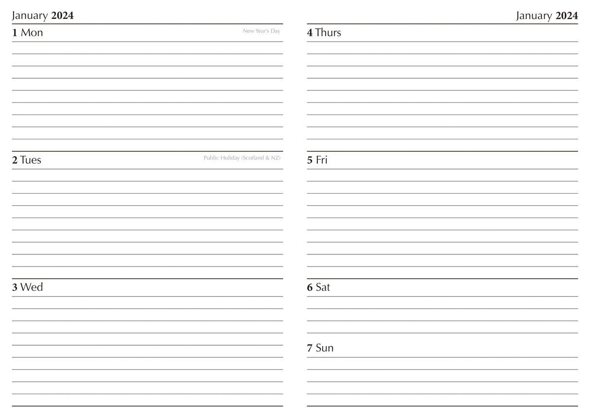Black & White - 2024 A5 Padded Cover Diary Premium Planner Book New Year Gift