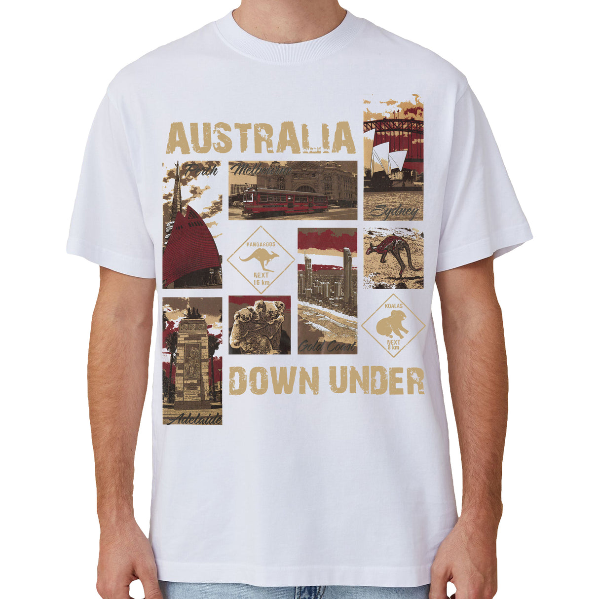 100% Cotton Australia Down Under Souvenir T-Shirt Unisex Adult Iconic Tee Top, Navy, S
