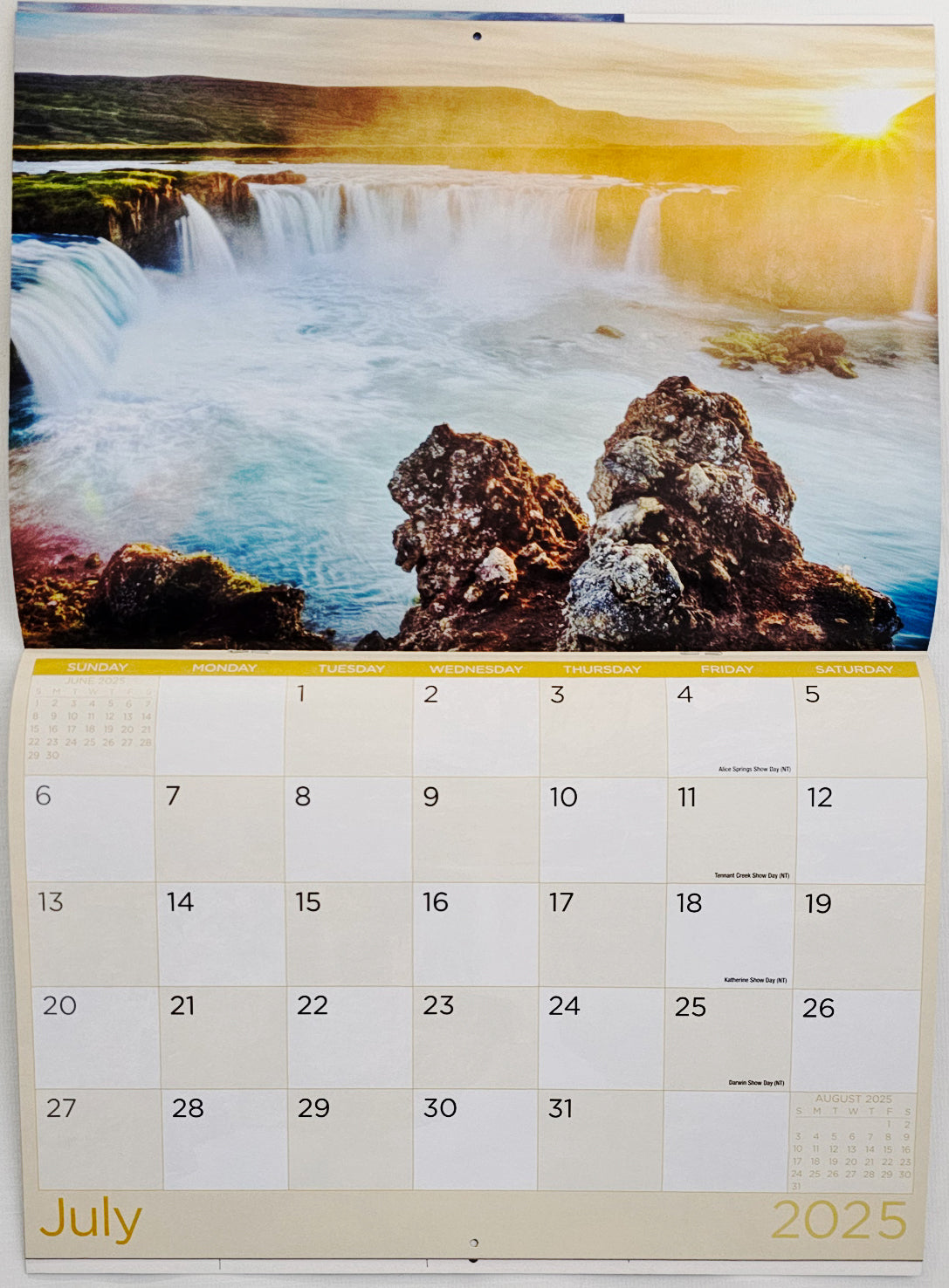 Waterfalls 2025 Rectangle Wall Calendar 16 Months Hanging Planner New Year Gift