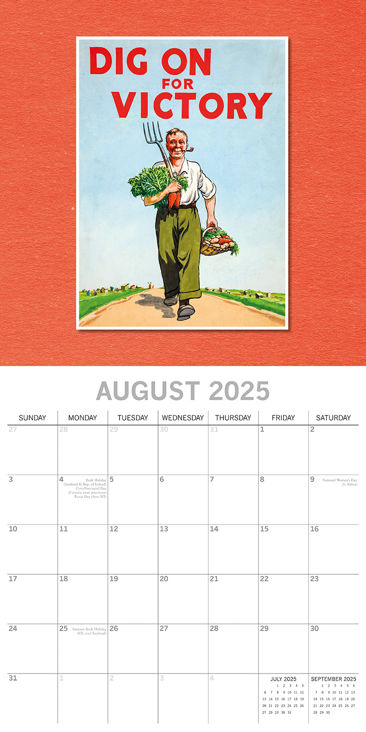 World War Posters - 2025 Square Wall Calendar Arts 16 Months Premium Planner