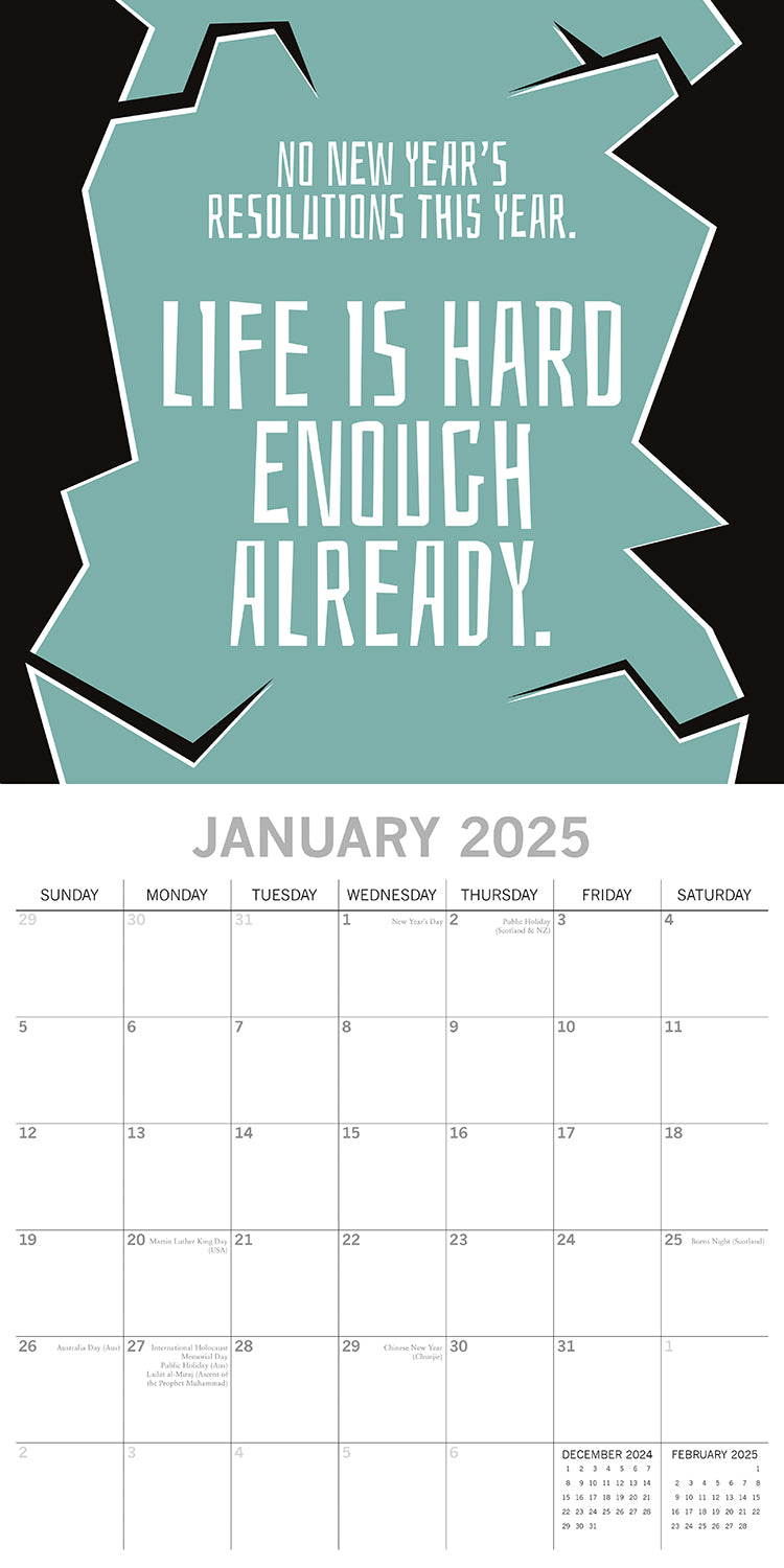 Life The Struggle is Real 2025 Square Wall Calendar 16 Months Planner New Gift