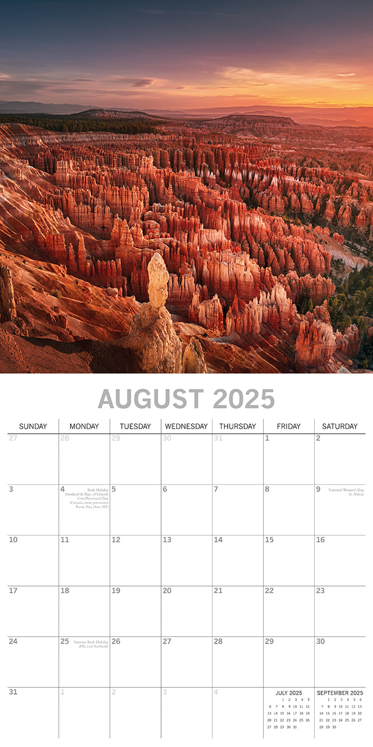 National Parks USA - 2025 Square Wall Calendar 16 Months New Year Planner Gift