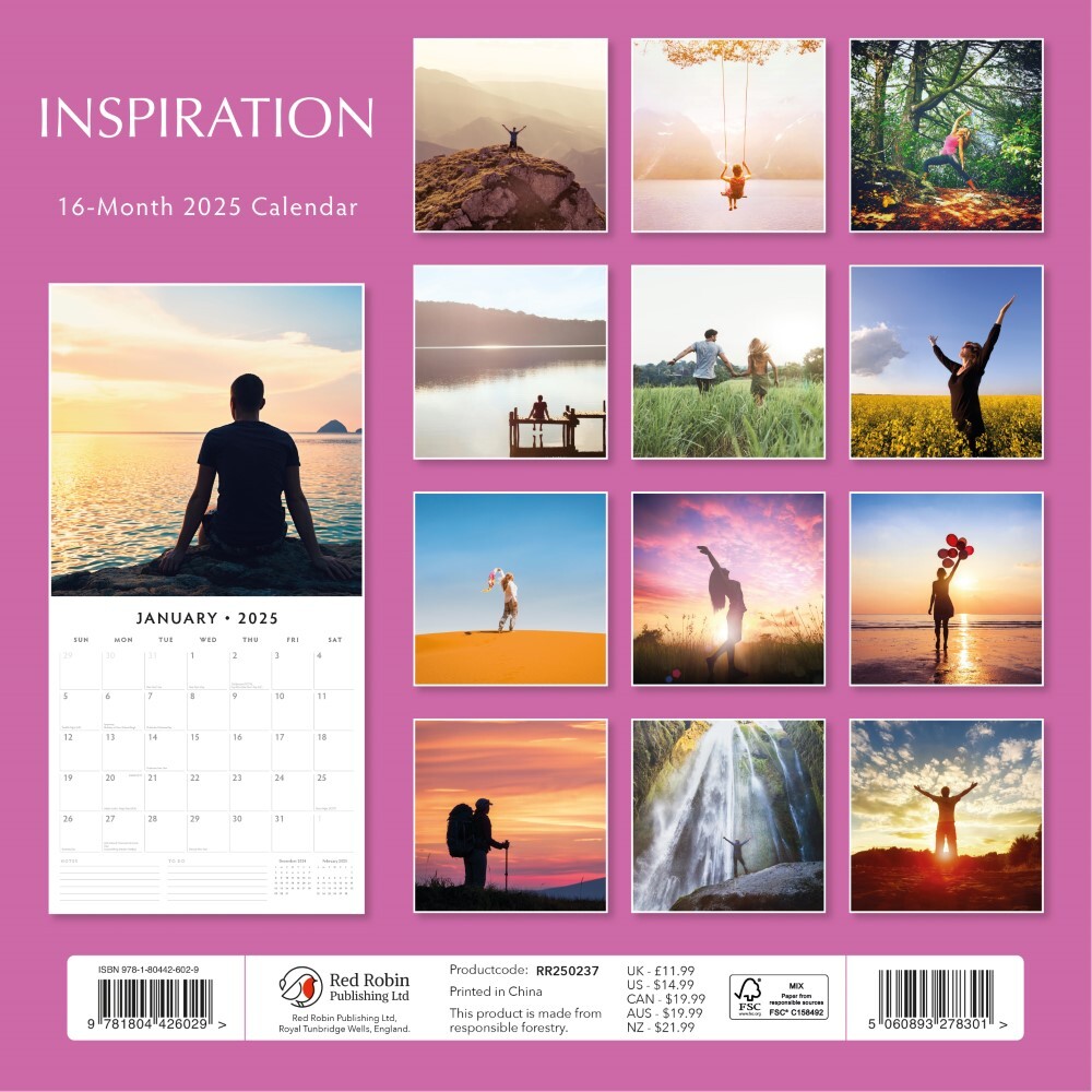 Inspiration 2025 Square Wall Calendar Mindfulness 16 Months Premium Planner Gift