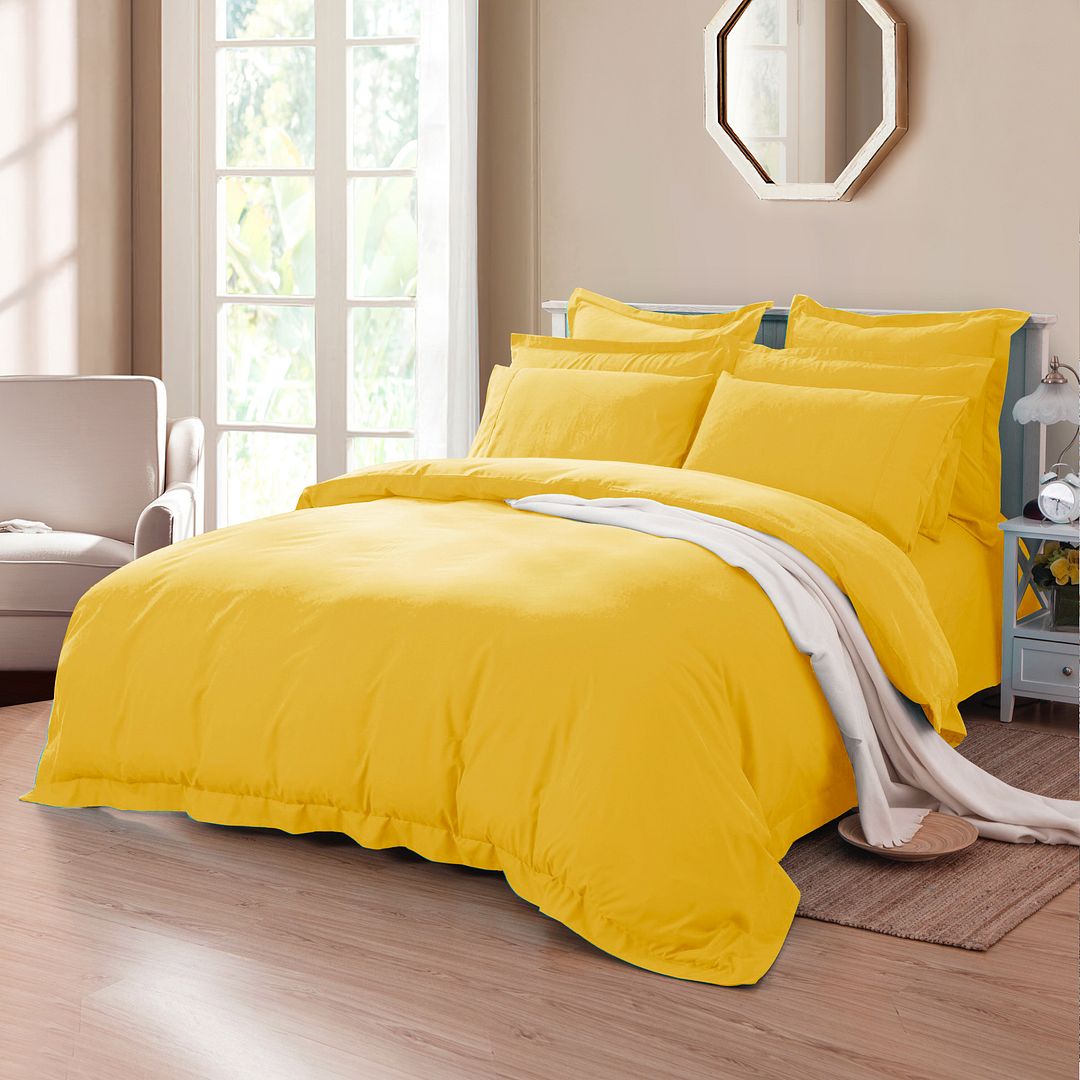 Tailored 1000TC Ultra Soft Super King Size Yellow Duvet Quilt Cover Set