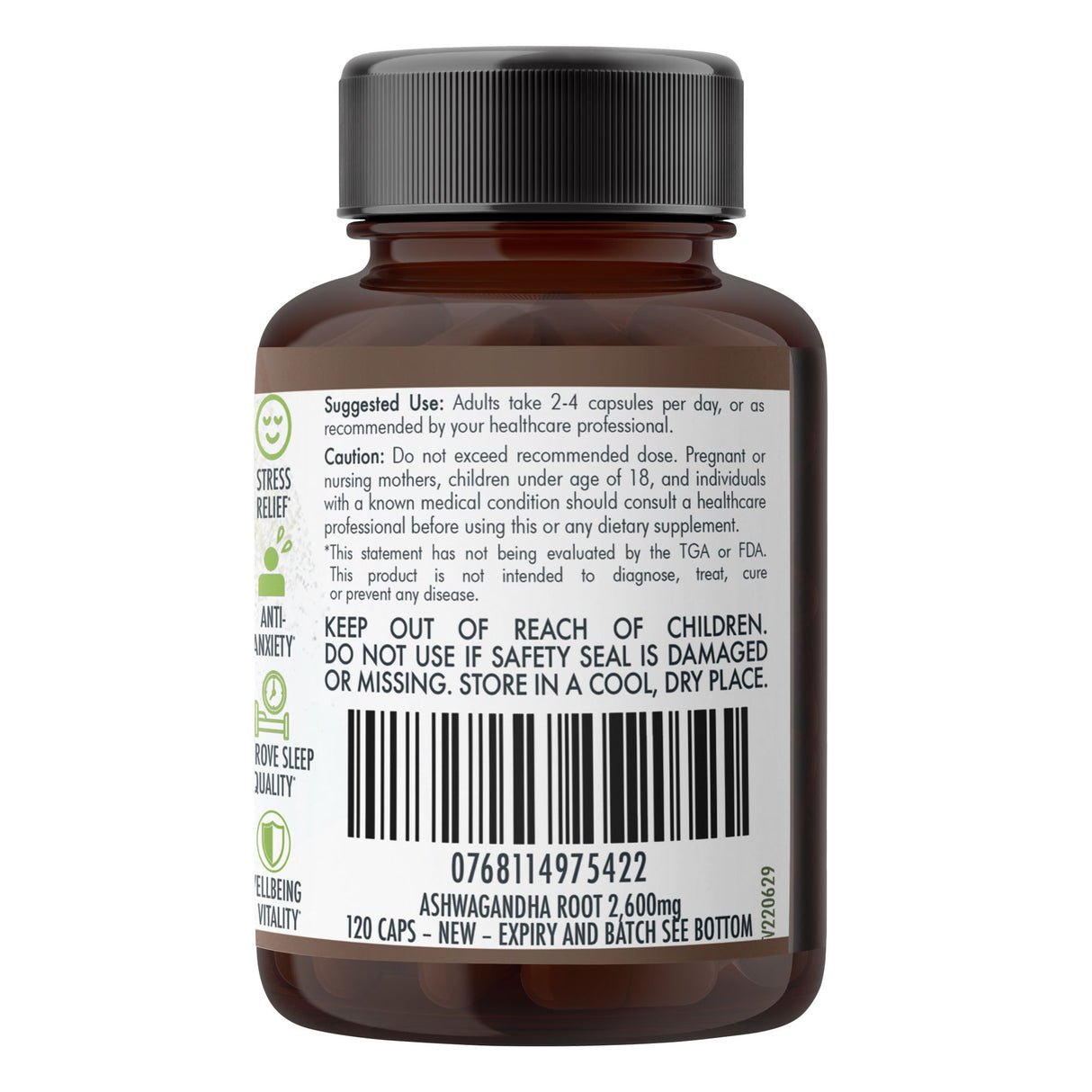 Organic Ashwagandha Capsules (vegan)- Withania Somnifera - 120 Vegan Capsules