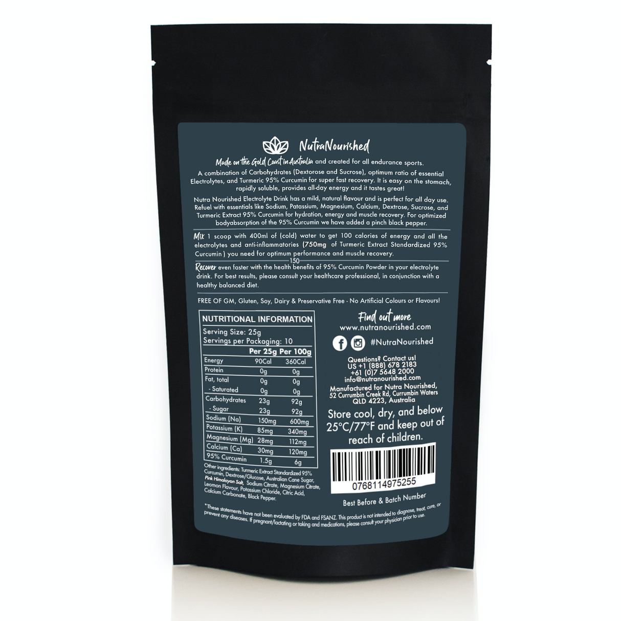 Electrolyte Powder & 95% Pure Organic Curcumin - Lemon Flavour, 250g