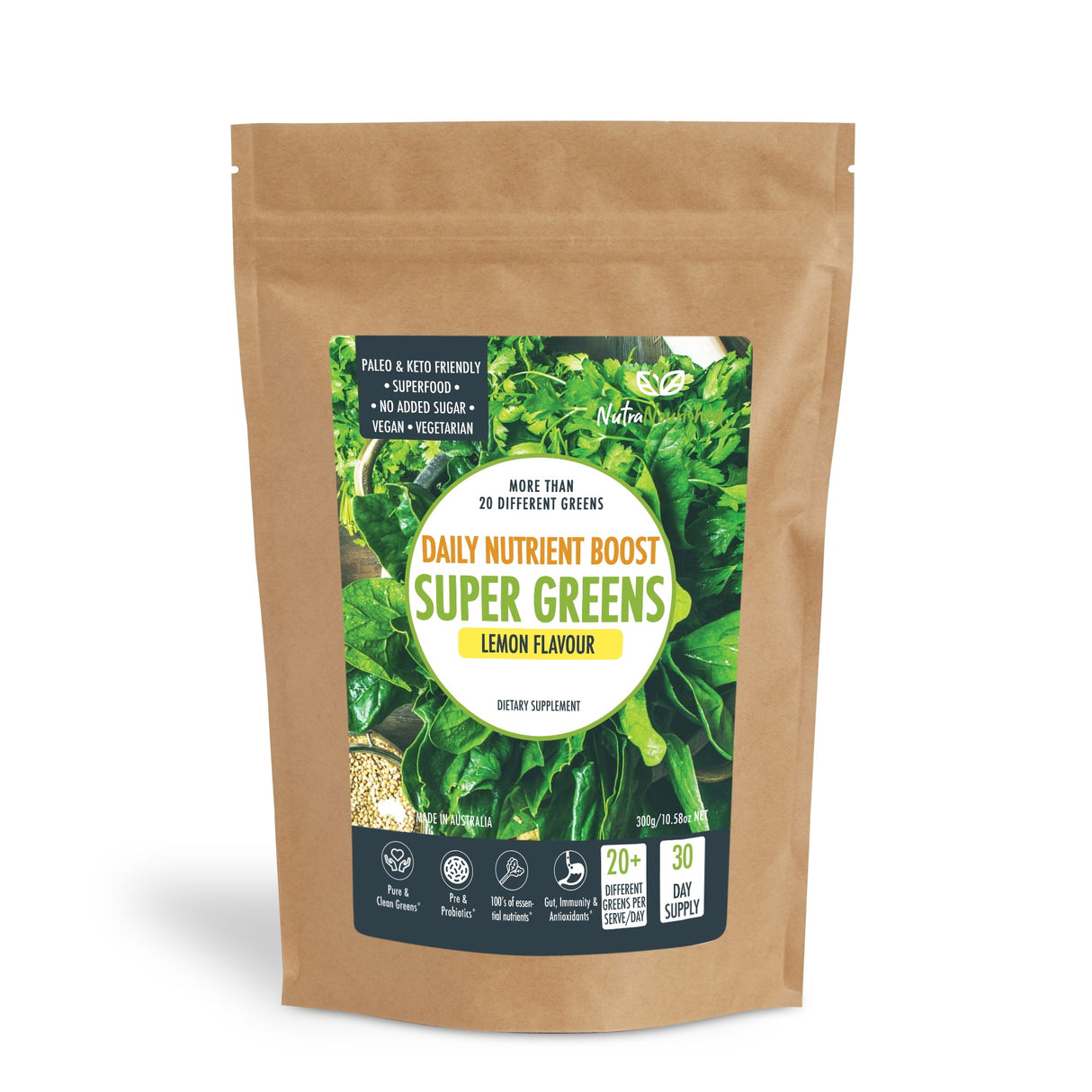 Super Greens Powder - Energising Superfood Blend - Nutrients and Vitamins of 20 Greens - 300g