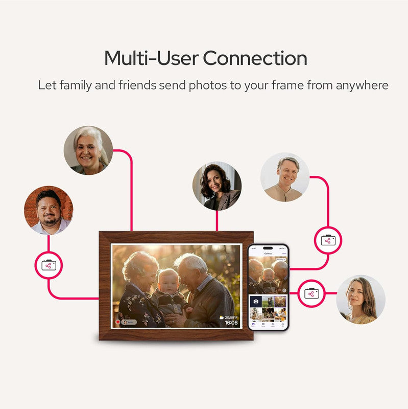 10.1 Inch Digital Picture Frame - 1280 * 800 HD WiFi Enabled with Load from Phone Capability, 32GB Memory Touch Screen Photo Display Brown
