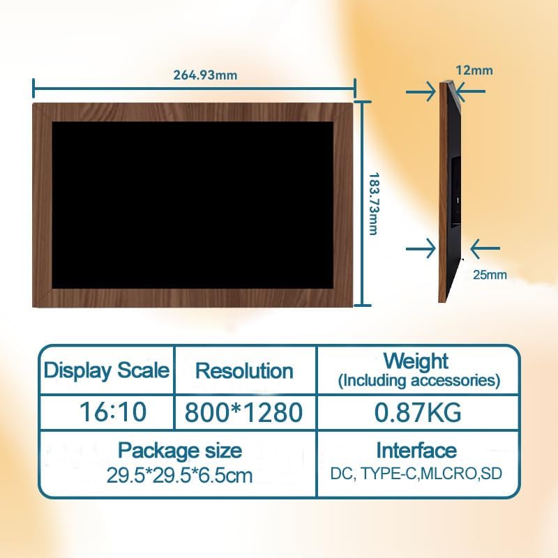 10.1 Inch Digital Picture Frame - 1280 * 800 HD WiFi Enabled with Load from Phone Capability, 32GB Memory Touch Screen Photo Display Brown