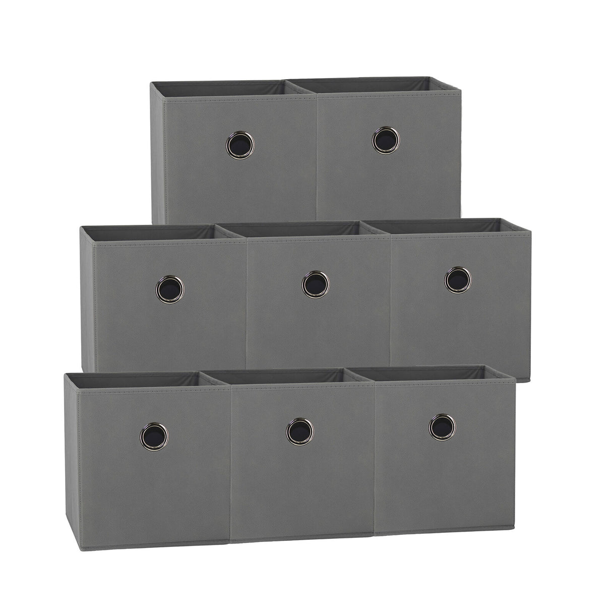 SORTI 27x28x27 CM Grey 8-Pack Foldable Storage Cubes - Fabric Bookcase Organizers for Toys and More