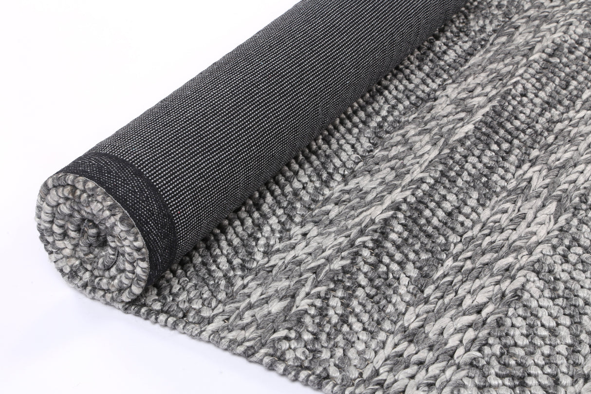Harlow Ringlets Charcoal Wool Blend Rug 200x290