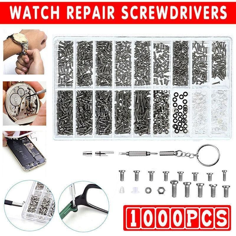1000pcs Repair Screws & Screwdriver Kit for Eyeglasses and Watches