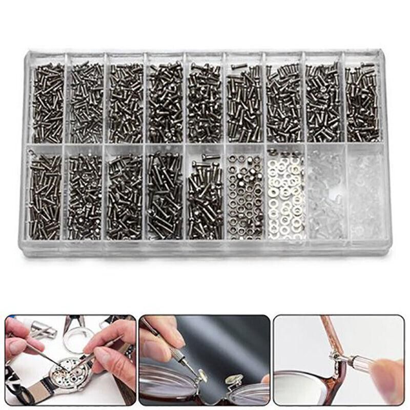 1000pcs Repair Screws & Screwdriver Kit for Eyeglasses and Watches