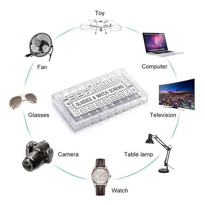 1000pcs Repair Screws & Screwdriver Kit for Eyeglasses and Watches