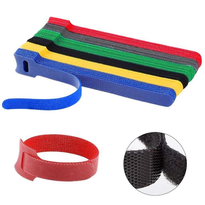100PCS Reusable Cable Tie Nylon Hook Loop Strap Cord Ties PC TV Organiser - Colourful-100PCS