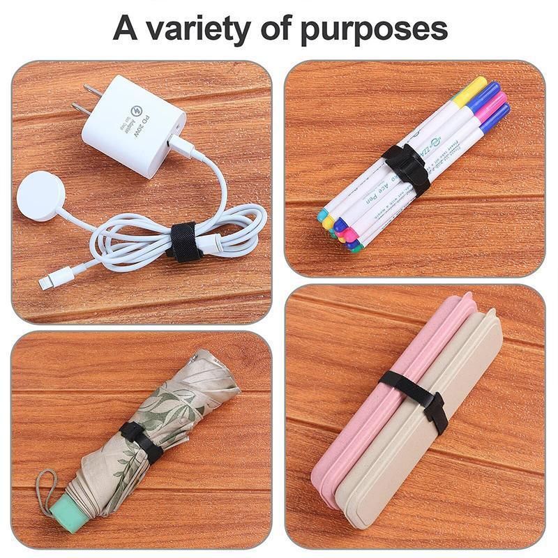 100PCS Reusable Cable Tie Nylon Hook Loop Strap Cord Ties PC TV Organiser - Colourful-100PCS