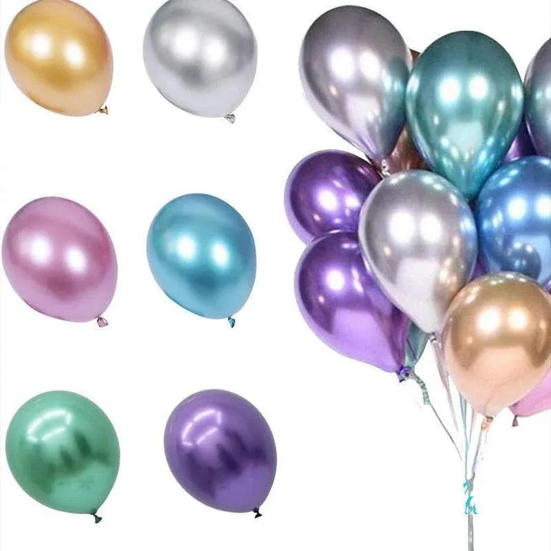 10pcs 25cm Chrome Metallic Balloons for Party Decoration Helium Thick Latex - Gold