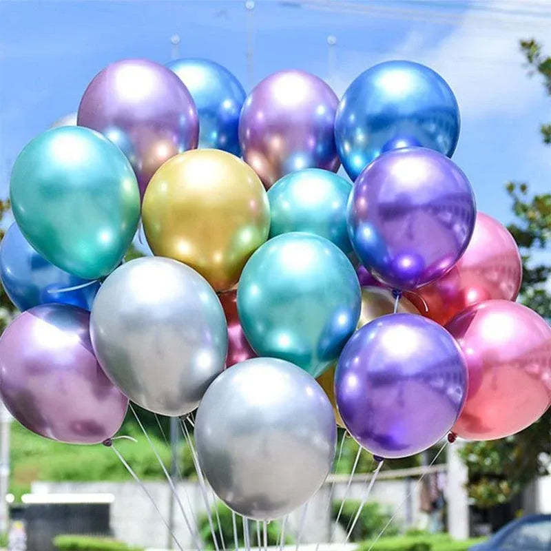 10pcs 25cm Chrome Metallic Balloons for Party Decoration Helium Thick Latex - Gold