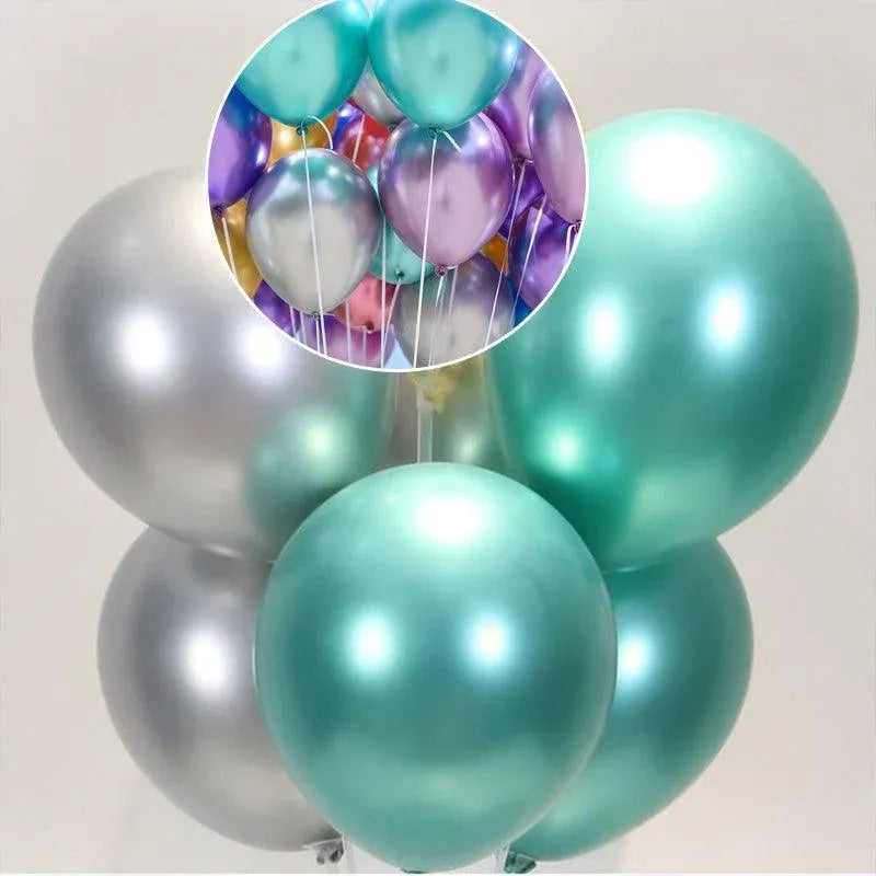 10pcs 25cm Chrome Metallic Balloons for Party Decoration Helium Thick Latex - Gold