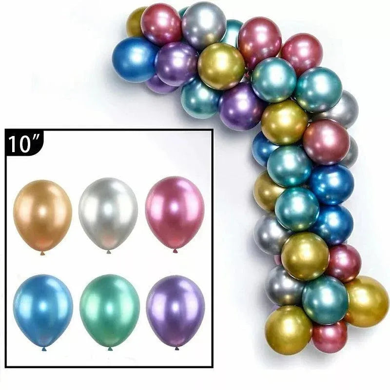 10pcs 25cm Chrome Metallic Balloons for Party Decoration Helium Thick Latex - Gold