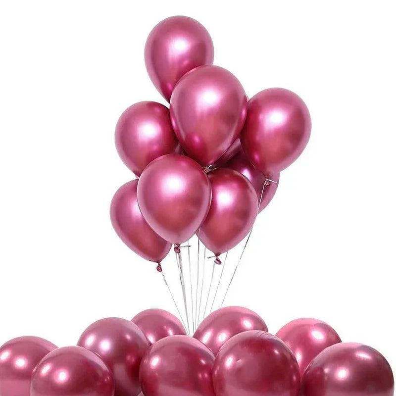10pcs 25cm Chrome Metallic Balloons for Party Decoration Helium Thick Latex - Red